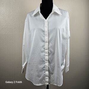 Autograph White Cotton Button Down Shirt Long Sleeve Women’s 14